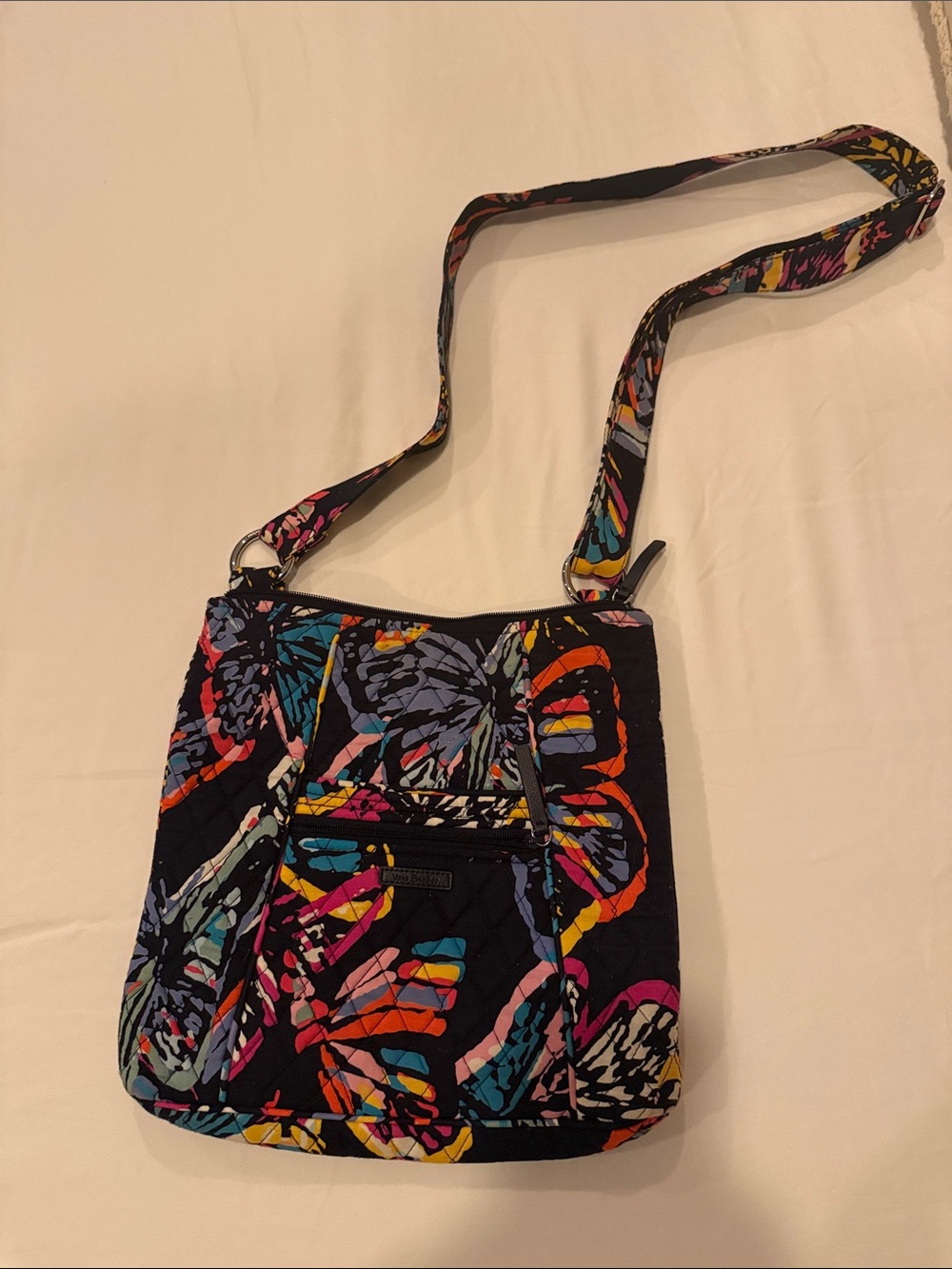 Vera Bradley Black Multicolor Butterfly-Print Quilted Crossbody